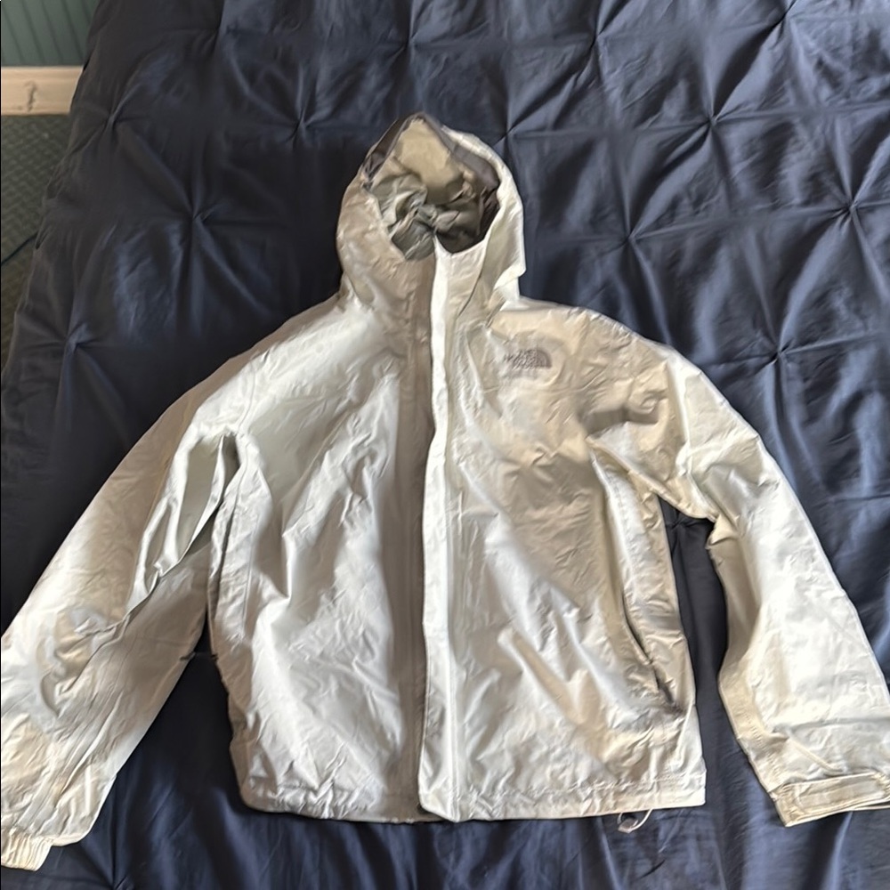The North Face Light Gray/White Hooded Jacket *AUTHENTIC*